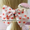 Vintage Navy Polka Dots Large Bowknot French Barrettes Handmade Chiffon Hair Clip