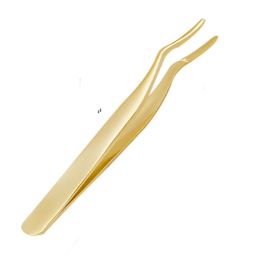 Stainless Steel Eyelash Curler Aid Tweezers (Color: Gold)