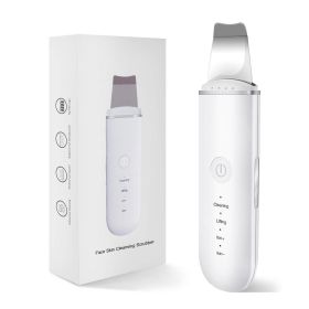 Ultrasonic Facial Skin Scrubber Deep Facial Cleaning Machine Removal Dirt Blackhead Face Ultrasonic Skin Scrubber Machine (Color: White)